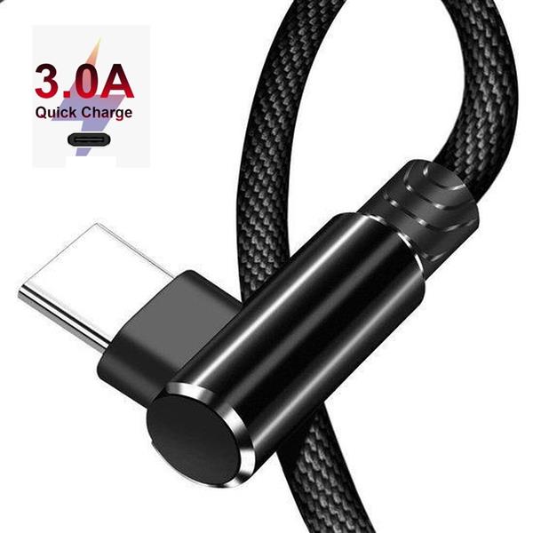 Grote foto drphone d9 type c usb c dubbele 90 haakse nylon gevlochten 3a kabel 2 meter datasynchronisatie telecommunicatie opladers en autoladers