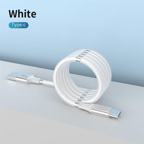 Grote foto drphone mag1 usb c 3a kabel type c magnetisch oprolsysteem 1 meter oplaadkabel wit telecommunicatie opladers en autoladers