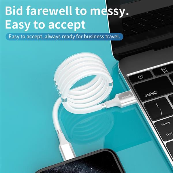 Grote foto drphone mag1 usb c 3a kabel type c magnetisch oprolsysteem 1 meter oplaadkabel wit telecommunicatie opladers en autoladers