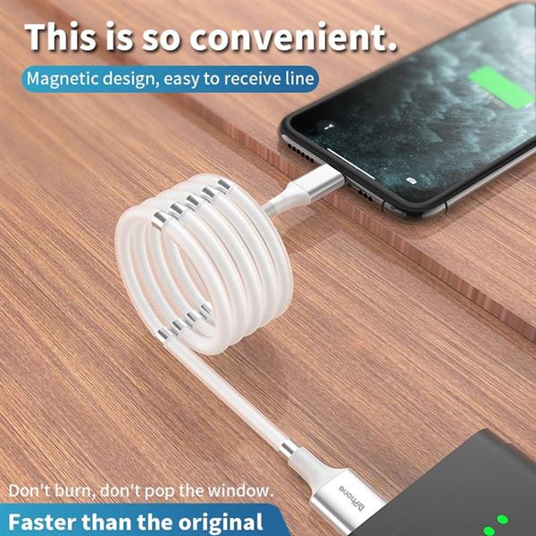 Grote foto drphone mag1 usb c 3a kabel type c magnetisch oprolsysteem 1 meter oplaadkabel wit telecommunicatie opladers en autoladers