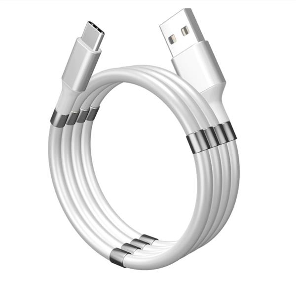 Grote foto drphone mag1 usb c 3a kabel type c magnetisch oprolsysteem 1 meter oplaadkabel wit telecommunicatie opladers en autoladers