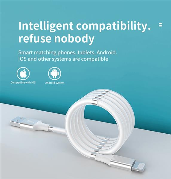 Grote foto drphone mag1 usb c 3a kabel type c magnetisch oprolsysteem 1 meter oplaadkabel wit telecommunicatie opladers en autoladers