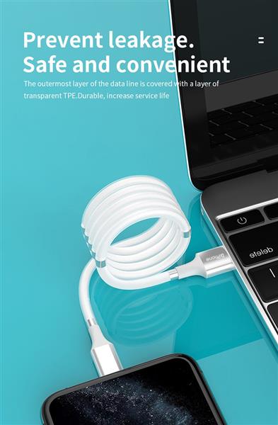 Grote foto drphone mag1 usb c 3a kabel type c magnetisch oprolsysteem 1 meter oplaadkabel wit telecommunicatie opladers en autoladers