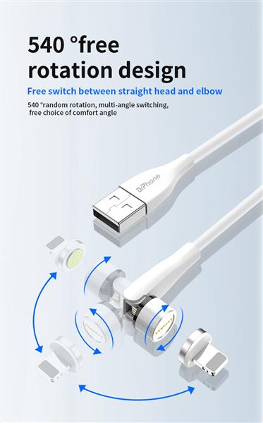 Grote foto drphone omnia 540 1 meter lightning magnetische oplader 5v 3a kabel geschikt voor o.a iphone telecommunicatie opladers en autoladers