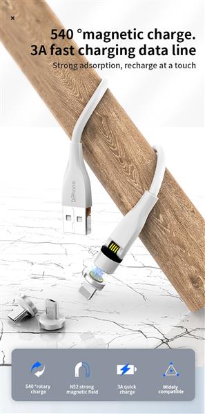 Grote foto drphone omnia 540 1 meter lightning magnetische oplader 5v 3a kabel geschikt voor o.a iphone telecommunicatie opladers en autoladers