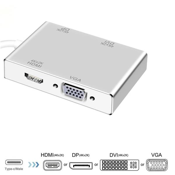 Grote foto drphone ddh1 hub 4 in 1 usb c naar hdmi vga dvi dp type c hd converter adapter voor macbook wi computers en software overige computers en software