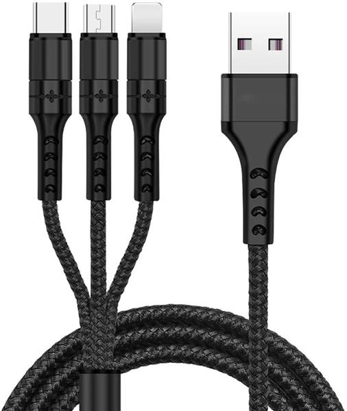 Grote foto drphone mx2 nylon gevlochten 3 in 1 lightning micro usb type c 5a snelle usb data oplaadkabel zw telecommunicatie opladers en autoladers