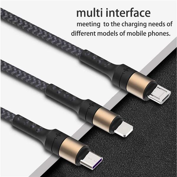 Grote foto drphone mx2 nylon gevlochten 3 in 1 lightning micro usb type c 5a snelle usb data oplaadkabel zw telecommunicatie opladers en autoladers