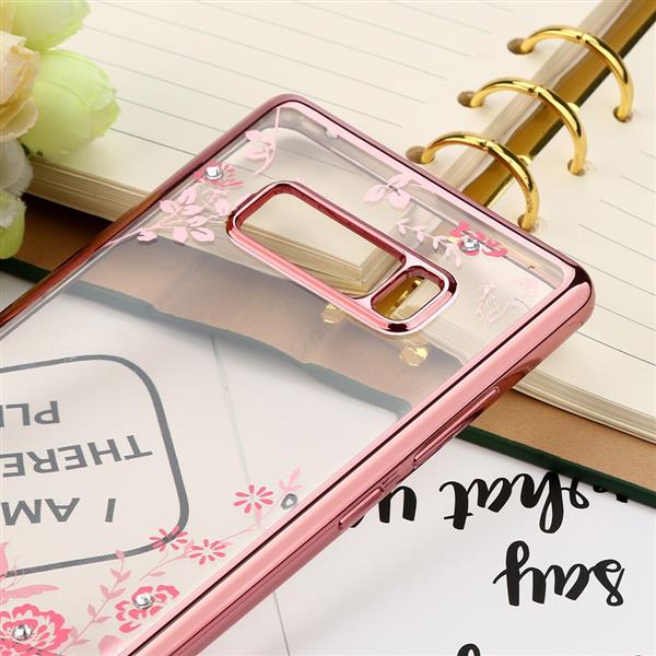 Grote foto note 8 flower bloemen case diamant crystal tpu hoesje rose goud telecommunicatie mobieltjes