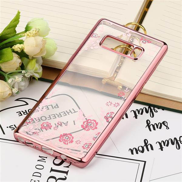 Grote foto note 8 flower bloemen case diamant crystal tpu hoesje rose goud telecommunicatie mobieltjes