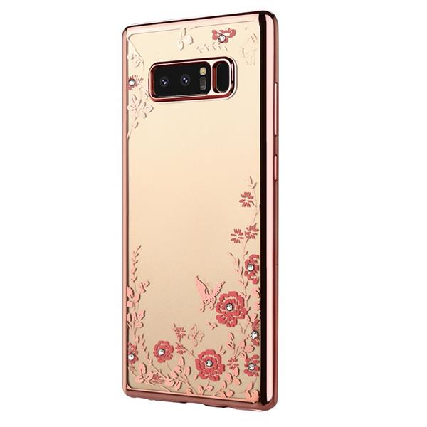 Grote foto note 8 flower bloemen case diamant crystal tpu hoesje rose goud telecommunicatie mobieltjes