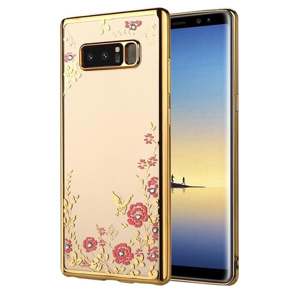 Grote foto note 8 flower bloemen case diamant crystal tpu hoesje goud telecommunicatie mobieltjes