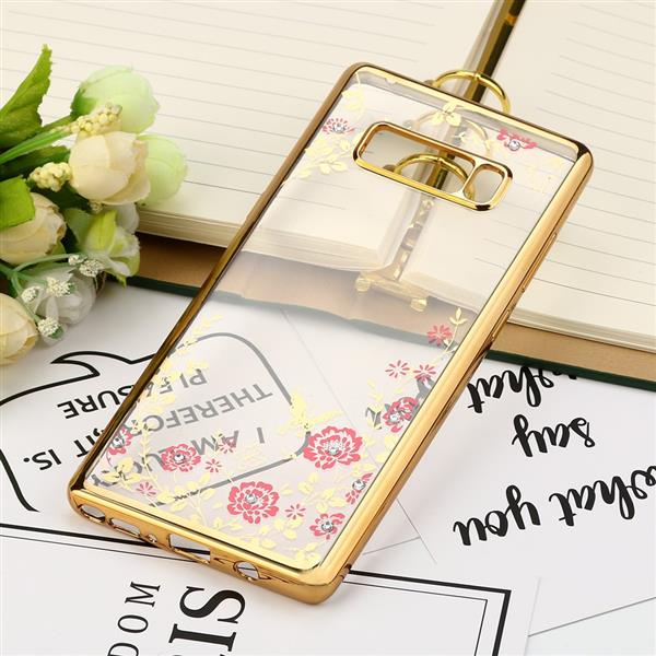 Grote foto note 8 flower bloemen case diamant crystal tpu hoesje goud telecommunicatie mobieltjes