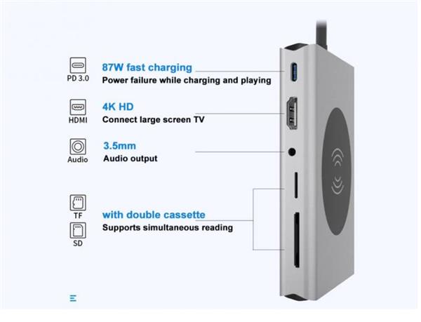 Grote foto drphone md6 13 in 1 usb c hub adapter uitbreiding poorten 4k hdmi vga ethernet draadloos op computers en software overige computers en software