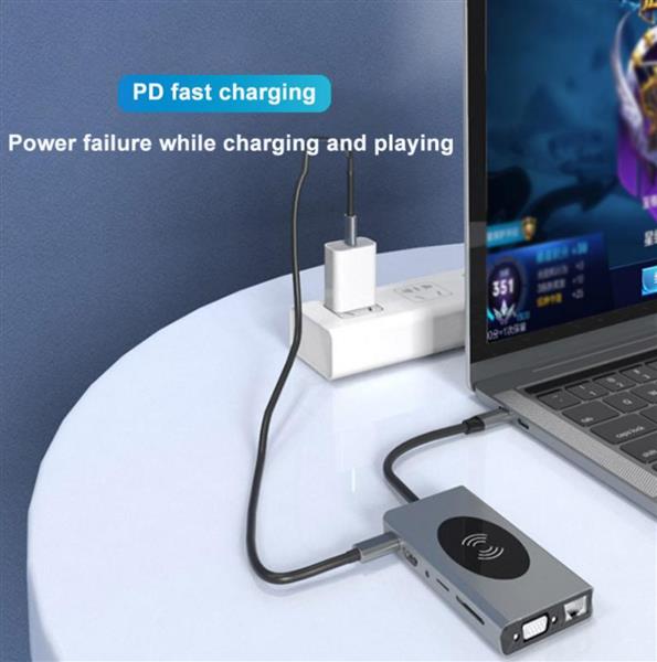 Grote foto drphone md6 13 in 1 usb c hub adapter uitbreiding poorten 4k hdmi vga ethernet draadloos op computers en software overige computers en software