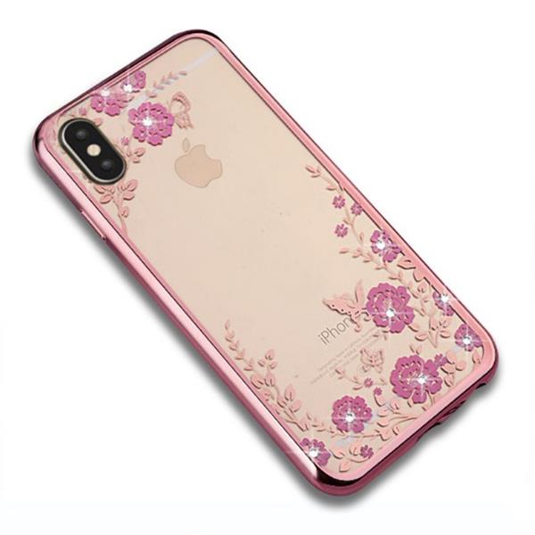 Grote foto iphone x flower bloemen case diamant crystal tpu hoesje goud telecommunicatie mobieltjes