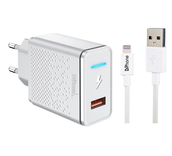 Grote foto 1 pack gecertificeerde drphone 12w 3 meter lightning kabel oplader geschikt voor o.a. iphone telecommunicatie opladers en autoladers