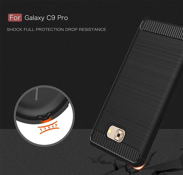 Grote foto samsung c9 pro geborsteld tpu case ultimate drop proof siliconen case carbon fiber look telecommunicatie mobieltjes