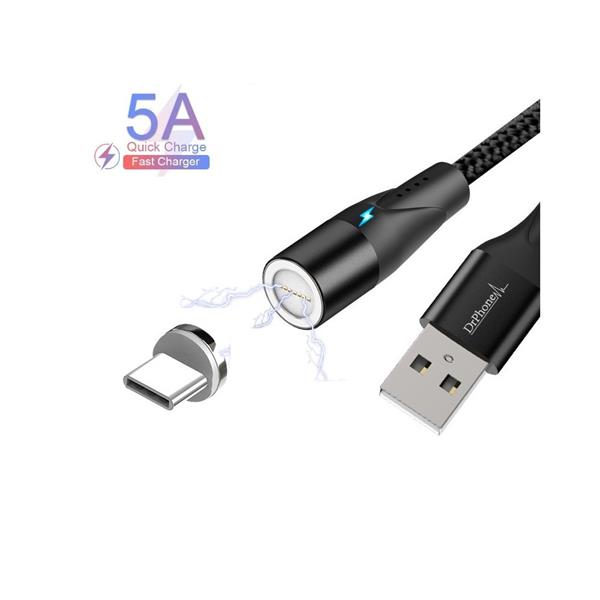 Grote foto drphone sc3 magnetische 360 type c 5a usb c kabel snel opladen dataoverdracht met led 1m huawe telecommunicatie opladers en autoladers