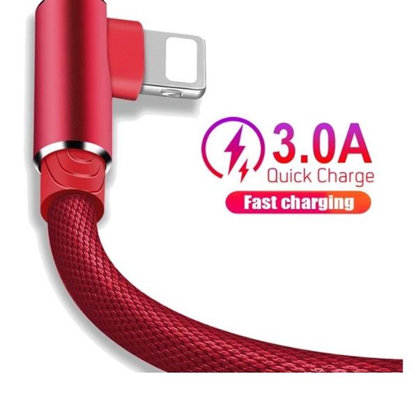 Grote foto drphone d9 lightning dubbele 90 haakse nylon gevlochten 3.0a kabel 1 meter datasynchronisatie telecommunicatie opladers en autoladers