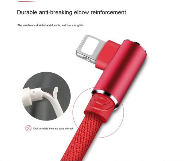 Grote foto drphone d9 lightning dubbele 90 haakse nylon gevlochten 3.0a kabel 1 meter datasynchronisatie telecommunicatie opladers en autoladers