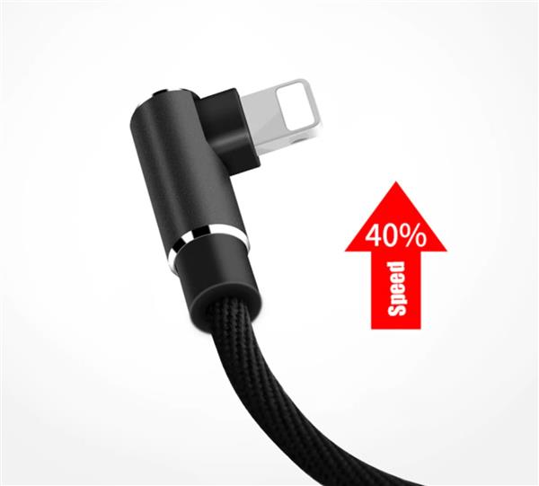 Grote foto drphone d9 lightning dubbele 90 haakse nylon gevlochten 3.0a kabel 1 meter datasynchronisatie telecommunicatie opladers en autoladers