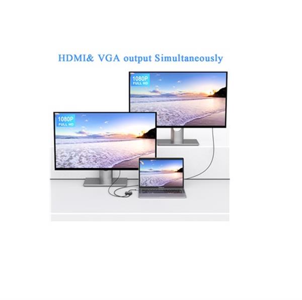 Grote foto drphone chx2 4 in 1 adapter usb c naar hdmi vga 4k 3840 2160p 60hz pd 87w usb 3.0 grijs computers en software overige computers en software