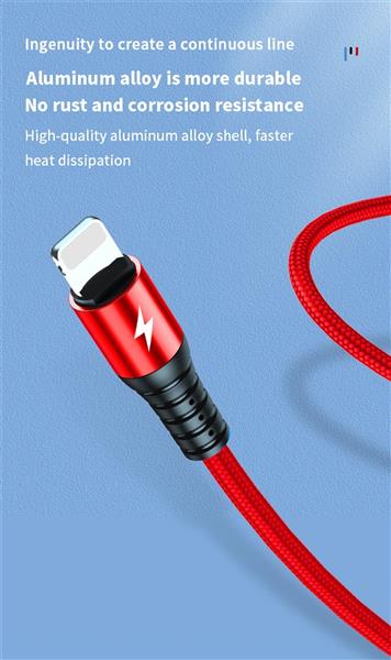 Grote foto drphone mx3 3 in 1 usb kabel led micro usb c lightning apple snellader rood zwart telecommunicatie opladers en autoladers