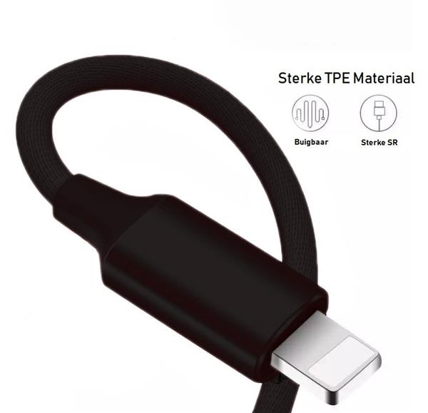 Grote foto drphone hybridx nylon kevlar oplaadkabel 2 meter lightning 8 pin kabel optimaal accuduur telecommunicatie opladers en autoladers