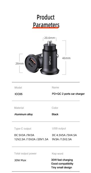 Grote foto drphone invisible pro 2 autolader metalen behuizing 30w usb c met pd snel laden universe telecommunicatie opladers en autoladers