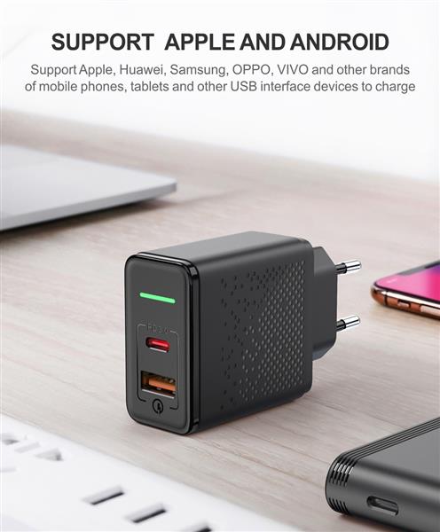 Grote foto drphone halo7c 18w qualcom 3.0 quick charge thuislader usb c input snel lader met intelligente telecommunicatie opladers en autoladers