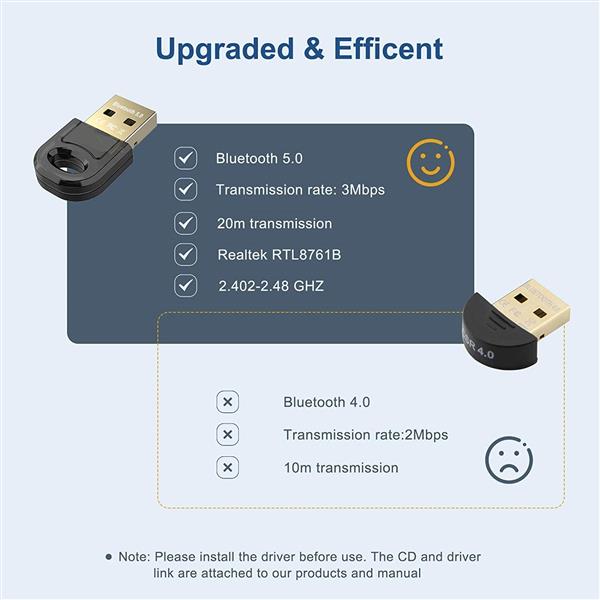 Grote foto drphone b9 mini bluetooth 5.0 edr dongle adapter met dual mode 10 tot 20 m bereik datatransmiss computers en software overige computers en software