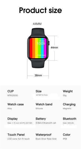 Grote foto drphone epsilon3 smartwatch 1.75 ips display 44mm thermometer notificaties sporthorloge v kleding dames horloges