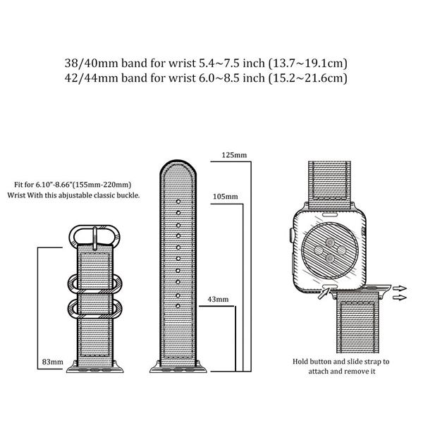 Grote foto drphone swb1 smart watch bandje roestvrij staal gesp nylon apple watch 38mm 40mm groe kleding dames horloges