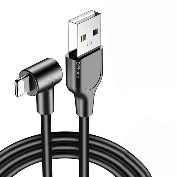Grote foto drphone d10 90 haakse lightning oplaadkabel 2.4a snel laden 1 meter kabel zwart telecommunicatie opladers en autoladers