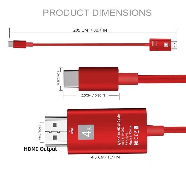 Grote foto drphone usb c naar hdmi adapterkabel 4k 60hz 1080p hd hdtv adapter geschikt voor o.a macbook pr computers en software overige computers en software