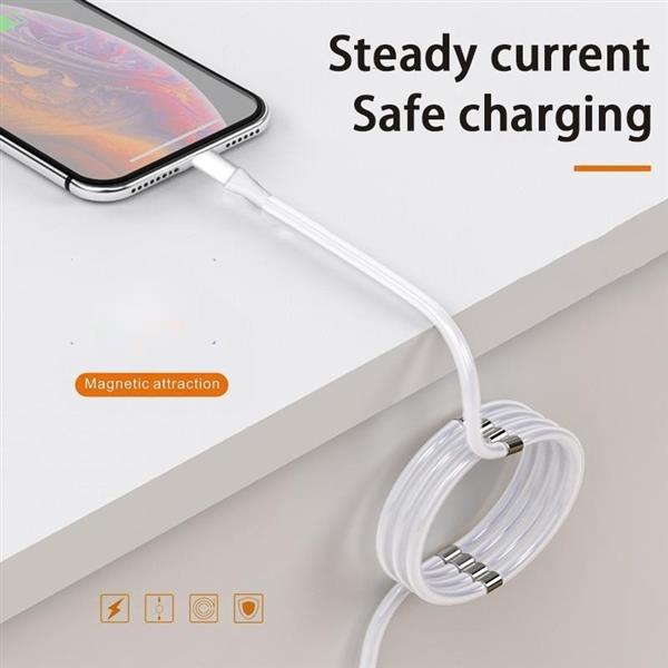 Grote foto drphone mag1 usb c 3a kabel type c magnetisch oprolsysteem 1 meter oplaadkabel zwart telecommunicatie opladers en autoladers