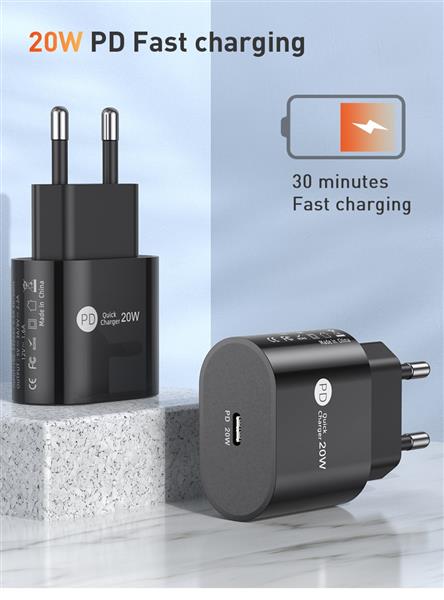 Grote foto drphone pdk lunar 20w thuislader 2m usb c naar lightning kabel 9v fastcharge voor o.a iphone 12 telecommunicatie opladers en autoladers