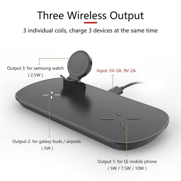 Grote foto drphone sqi1 draadloze lader qi oplaadstation 3 in 1 lader voor samsung gear active samsun telecommunicatie opladers en autoladers