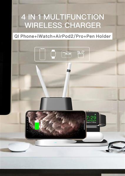 Grote foto drphone level2 draadloze oplader 4 in 1 docking station oplaadstation airpods apple watch telecommunicatie opladers en autoladers