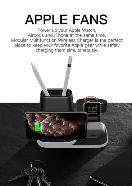 Grote foto drphone level2 draadloze oplader 4 in 1 docking station oplaadstation airpods apple watch telecommunicatie opladers en autoladers