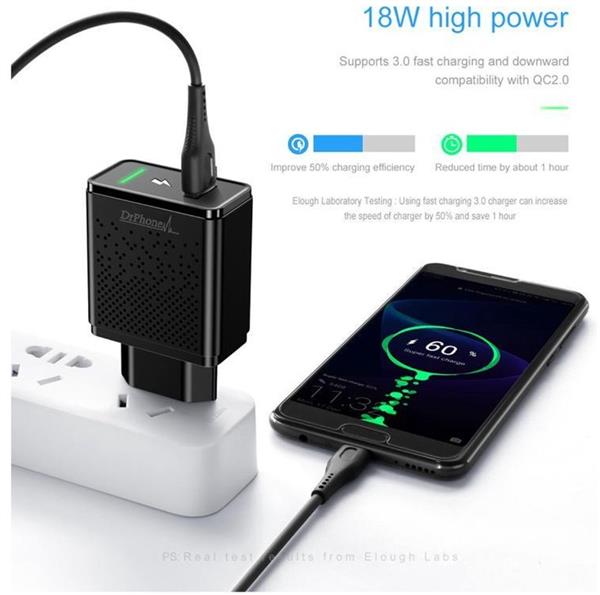 Grote foto drphone ls3 18w oplader kabel lader met led indicator 2 meter kabel voor o.a iphone ipad m telecommunicatie opladers en autoladers