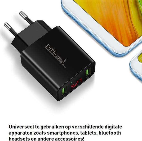 Grote foto drphone ico 1 magnetische micro usb oplaadkabel 3a thuislader 2 poorten usb oplader 2.2a met led telecommunicatie opladers en autoladers
