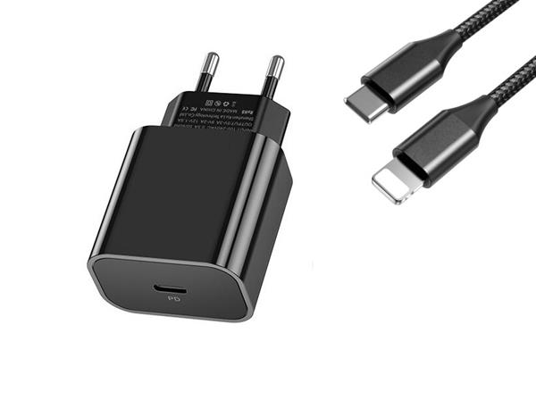 Grote foto drphone lunar black 18w lader usb c 5v 1 meter type c naar lightning kabel thuislader vo telecommunicatie opladers en autoladers