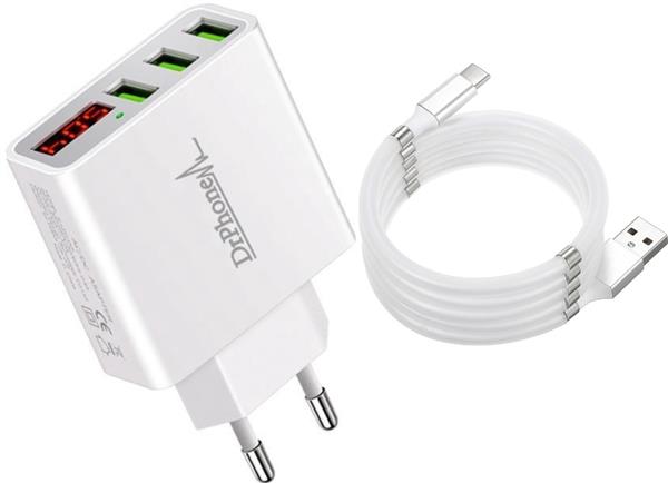 Grote foto drphone as2 usb c 3a kabel magnetisch 1 meter thuislader 3 poorten usb fast charge lader led telecommunicatie opladers en autoladers