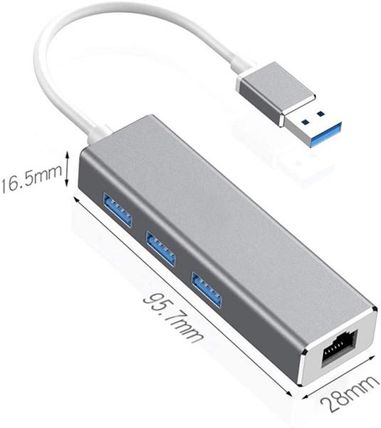 Grote foto drphone ea2 usb 3.0 hub met rj45 gigabit ethernet lan adapter 10 100 1000m gigabit met 3 poorten computers en software overige computers en software