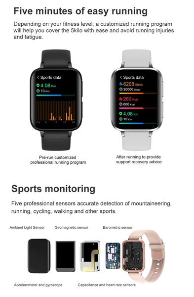 Grote foto drphone curvx 3d pixel scherm smartwatch 44mm 1.78 inch 420 485 ecg fitness tracker hartslag kleding dames horloges