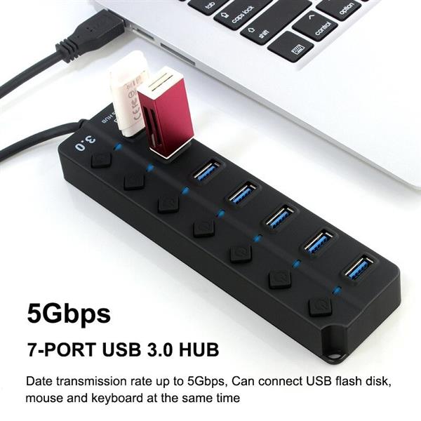 Grote foto drphone xtreme3 usb hub 7 poorten 3.0 hub per poort aan uit zetten 5 gbps led indicatie z computers en software overige computers en software