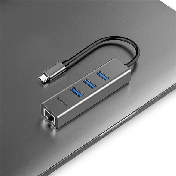 Grote foto drphone rj2 usb type c to gigabit ethernet adapter plug and play 3 usb 3.0 poorten zilver computers en software overige computers en software