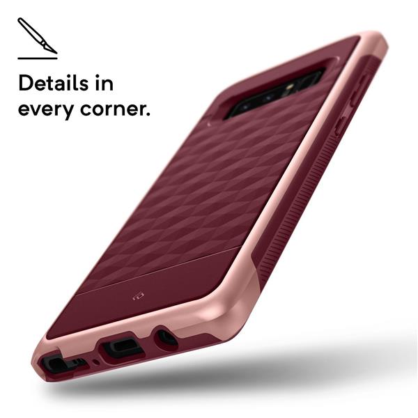 Grote foto note 8 caseology parallax series shock proof tpu grip case burgundy red telecommunicatie mobieltjes